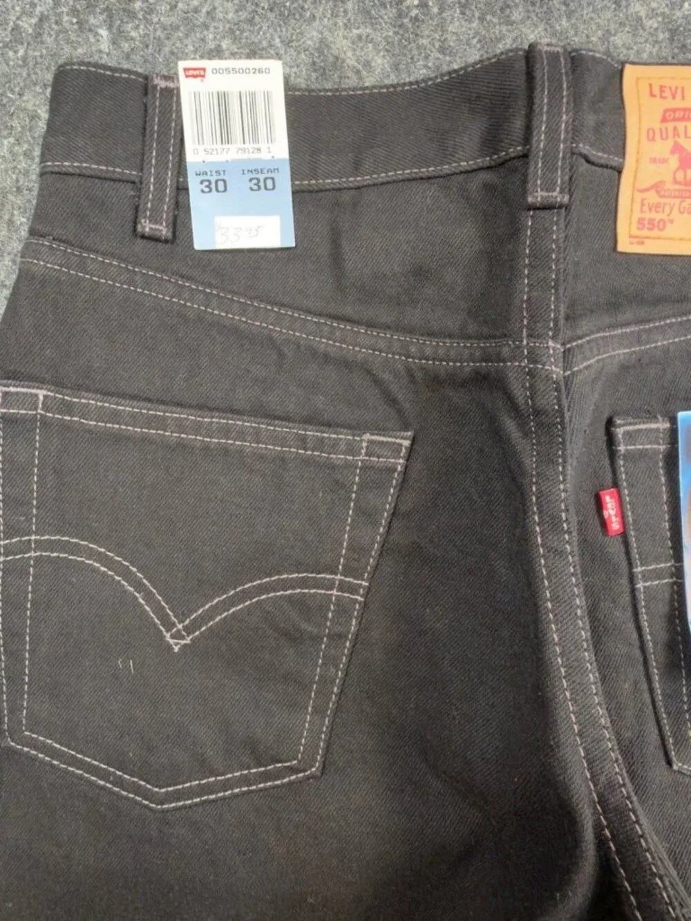 Levi's 550 Jeans Mens 30x30 Black Relaxed Vintage 90s Tapered 550-0260 NWT